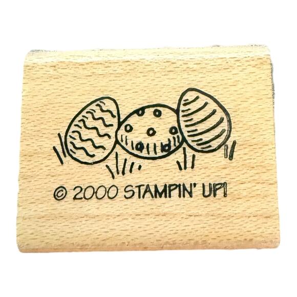Stampin’ Up 3 Easter Eggs In Grass Vintage 2000 Rubber Stamp - Picture 1 of 2